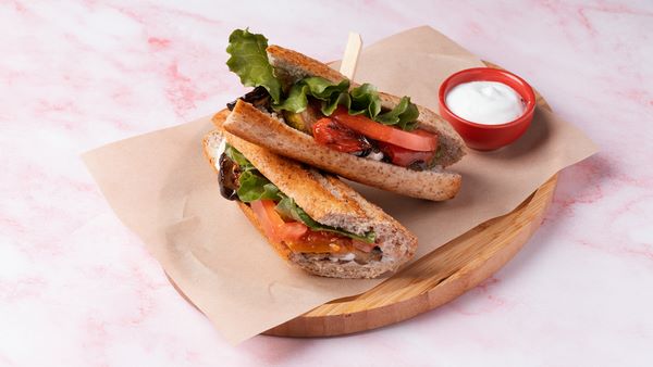 Wholemeal Baguette Roasted Vegetables & vegan mayo