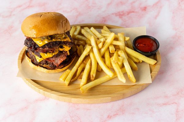 Triple smashed 100% beef burger
